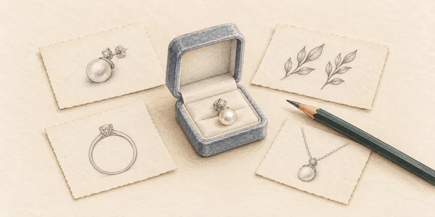 Blank painted planning notes, a jewellery case and pencil accompany event and handover questions.