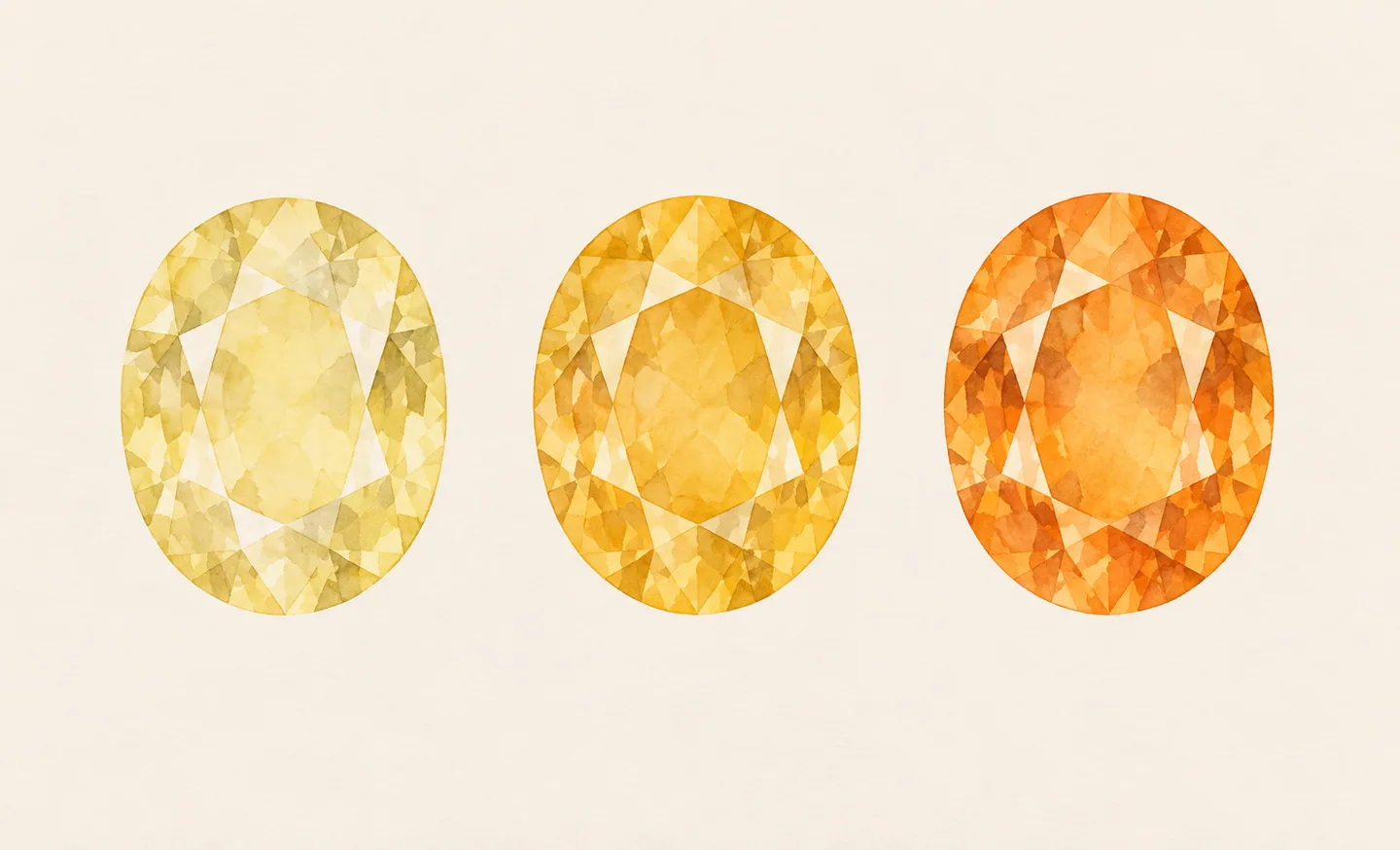 Three matching illustrated oval forms in pale yellow, golden yellow and warm orange.